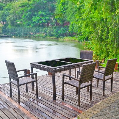 Antique Brown Rattan Dining Set