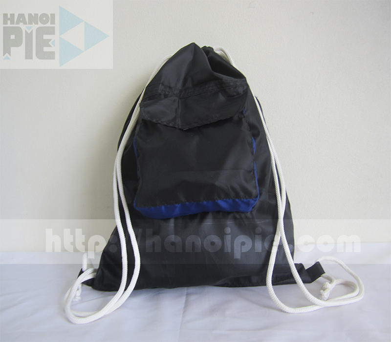 Black Polyester Drawstring Bag