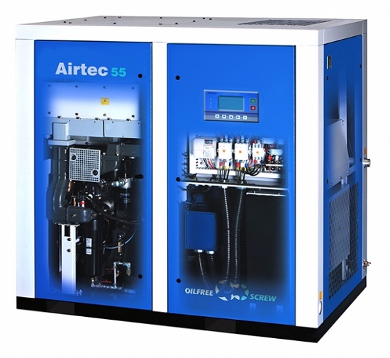 Oil-free screw driving compressor
