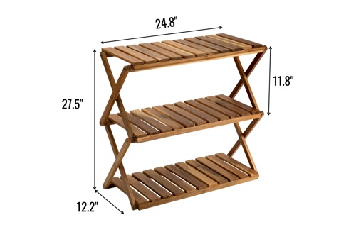 Rectangular 3 Tier Acacia Wood Rack
