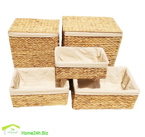 Water Hyacinth Wicker S/5 Laundry Hampers Basket