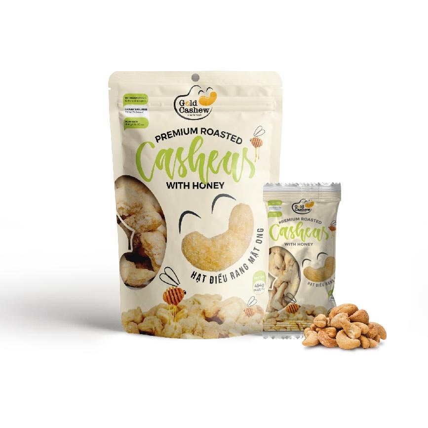 Premium roasted cashews with honey.