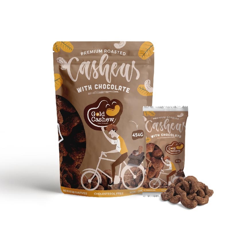 Premium roasted cashews coated in chocolate