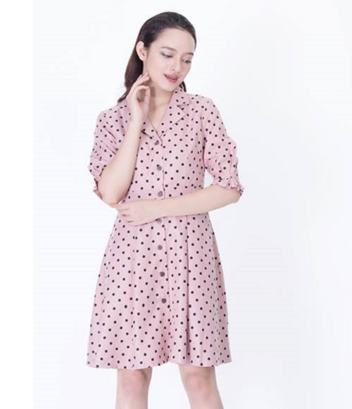 Pink polka-dot dress