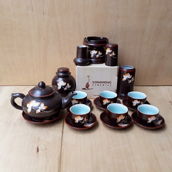 Hand carved tea set