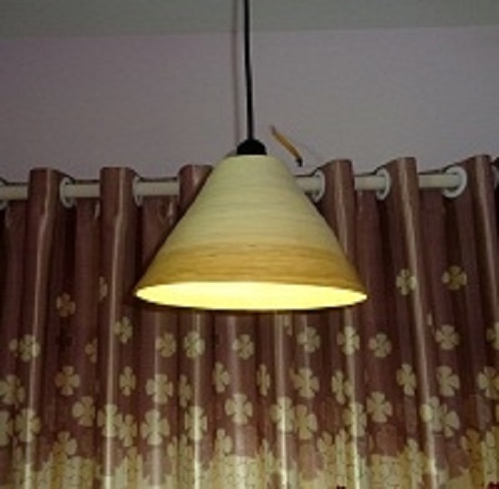 Spun bamboo lampshade
