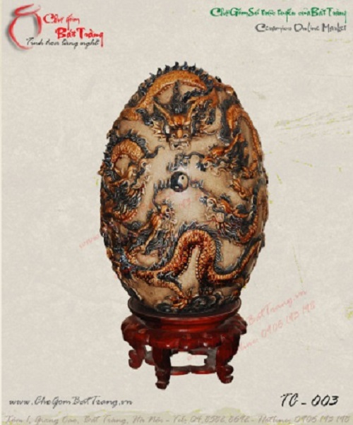 Moon dragons ceramic egg