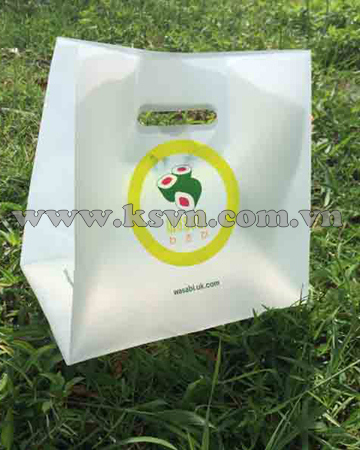 Transparent HDPE plastic bag with die-cut handles