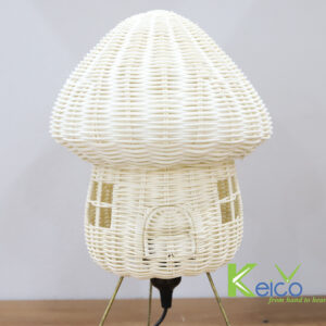 Mushroom-shaped rattan lampshade