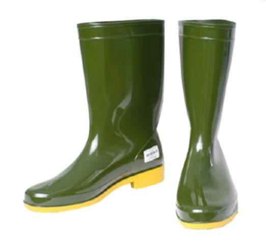 Fabric boots with yellow soles
