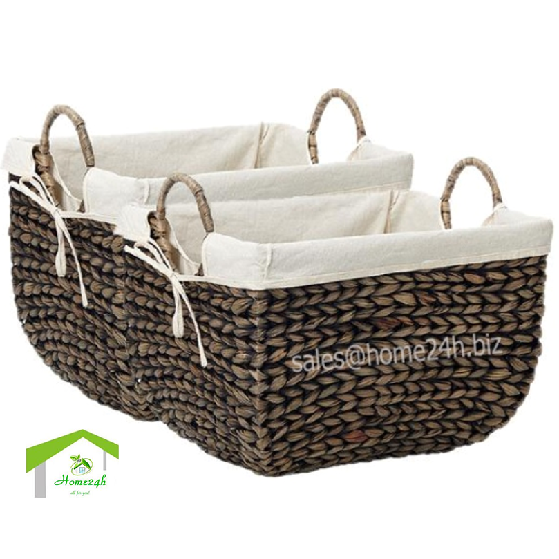 Black Washed Water Hyacinth Basket