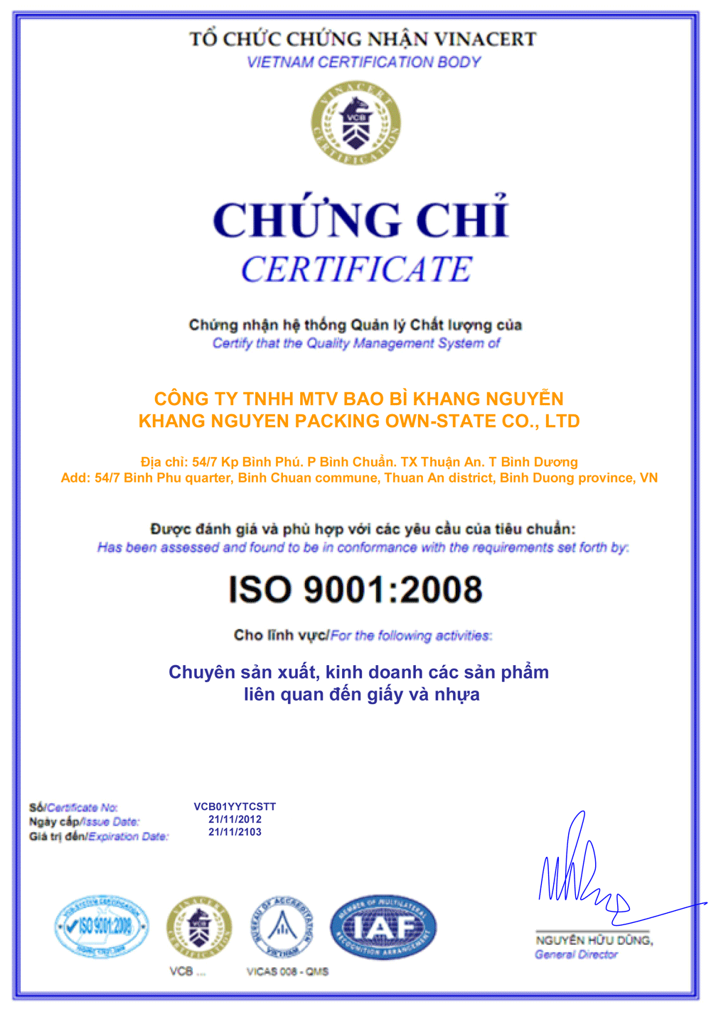 Certificates