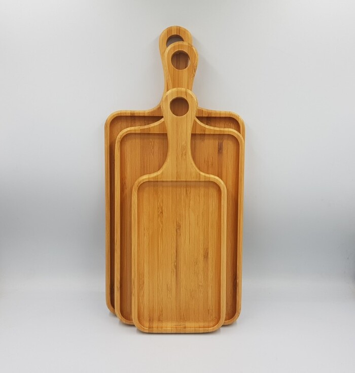 Bamboo pizza tray set