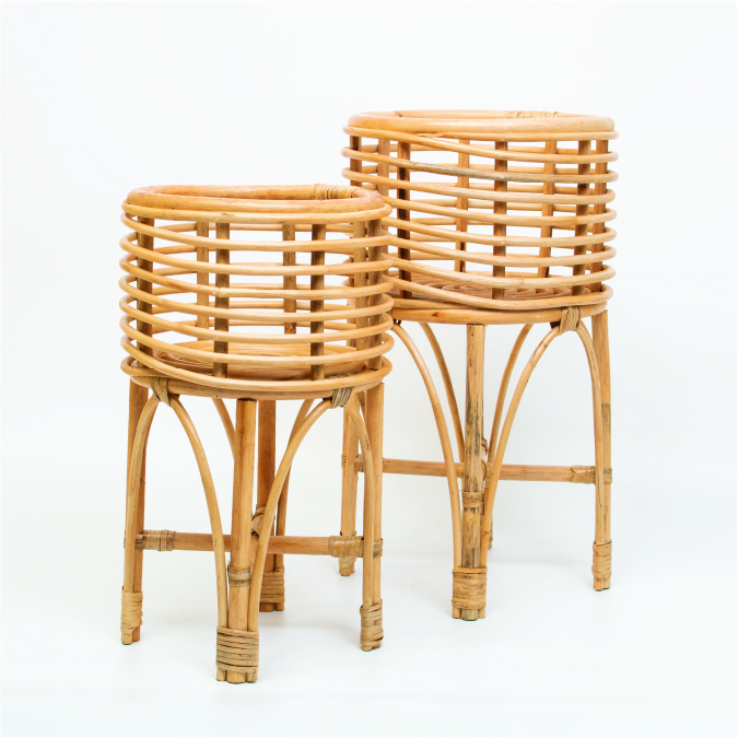 Rattan cane planter with support