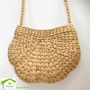 Zipper Water Hyacinth Tote Bag